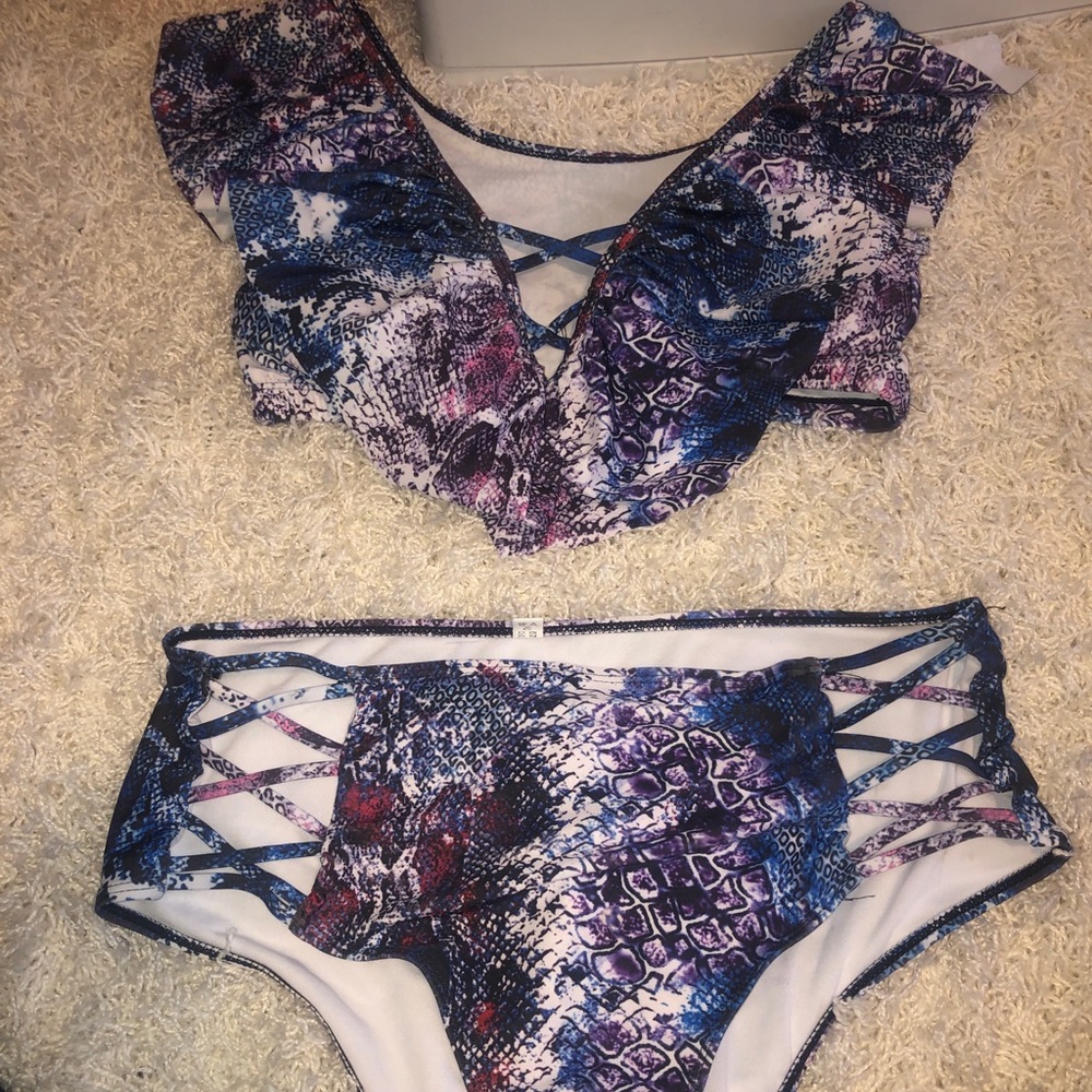 2 piece high waisted swim suit